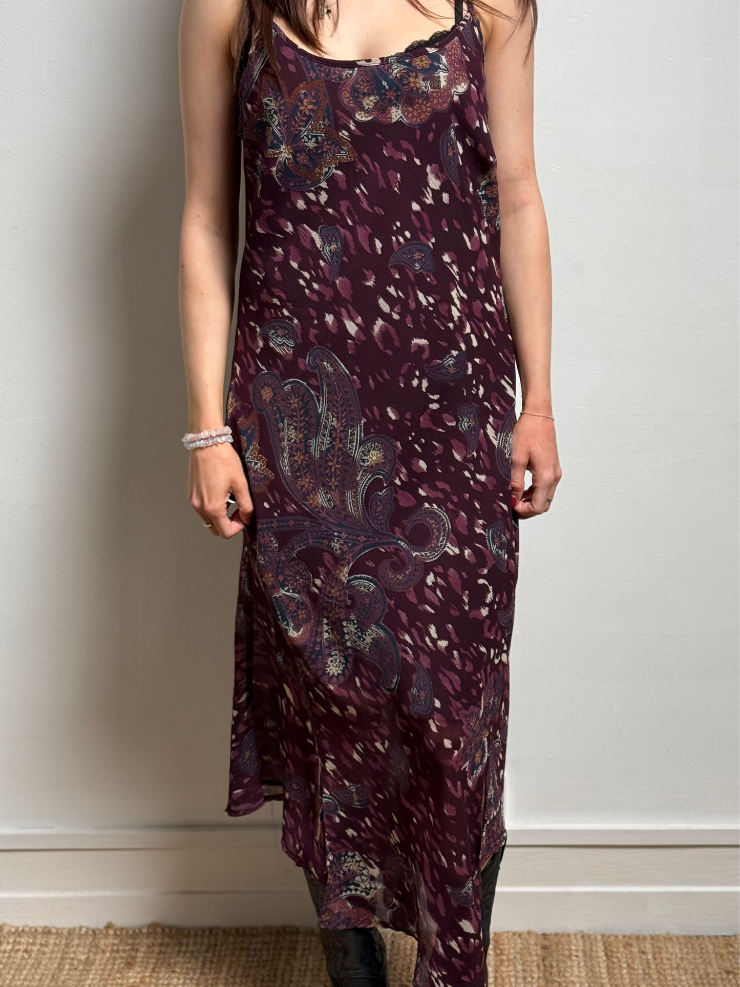 PURPLE PATTERNED MAXI DRESS