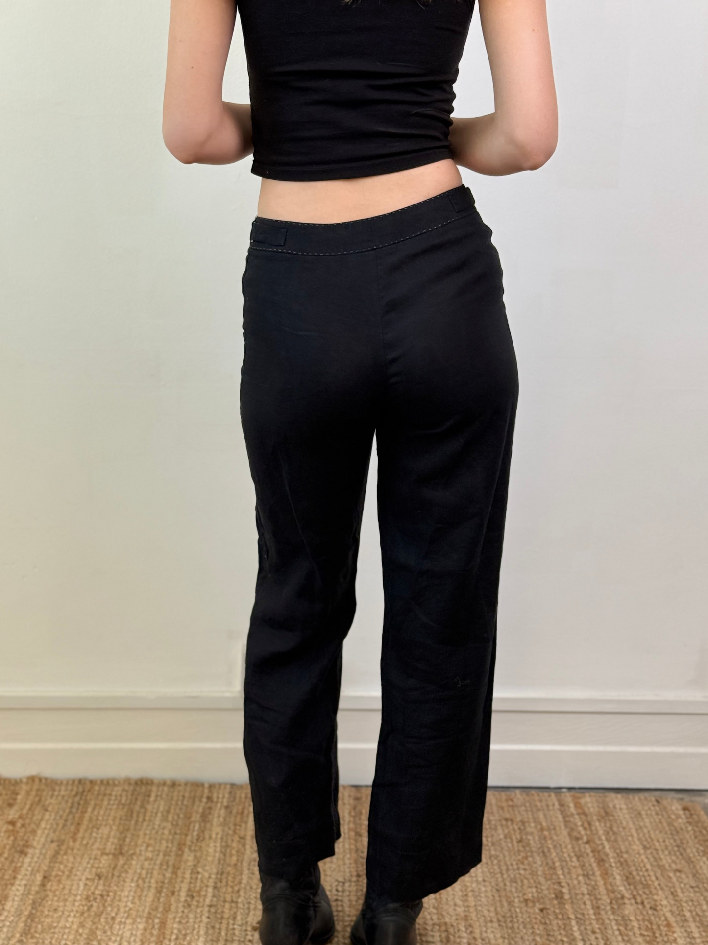 LINEN STRAIGHT-LEG TROUSERS