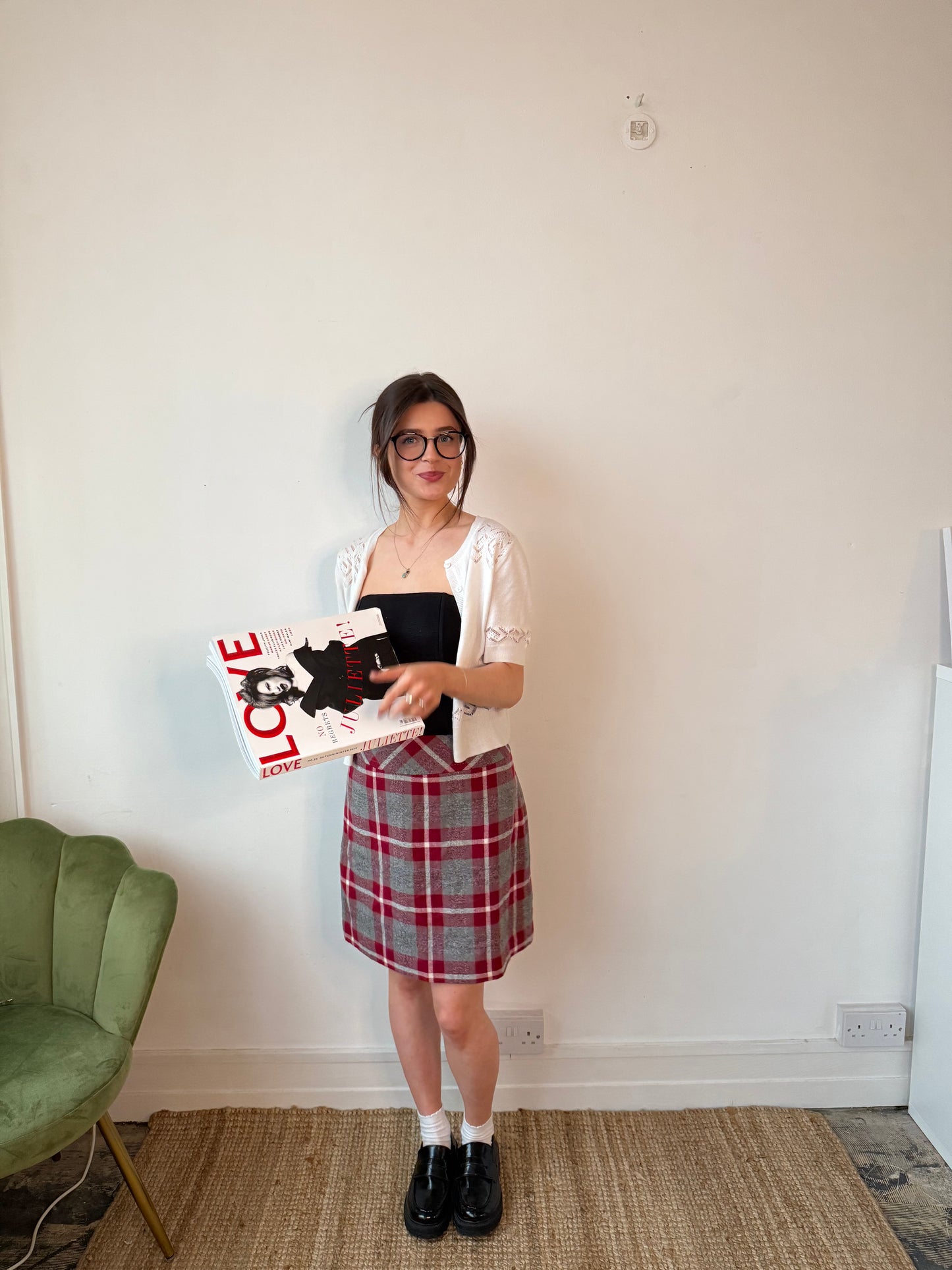 RED PLAID SKIRT