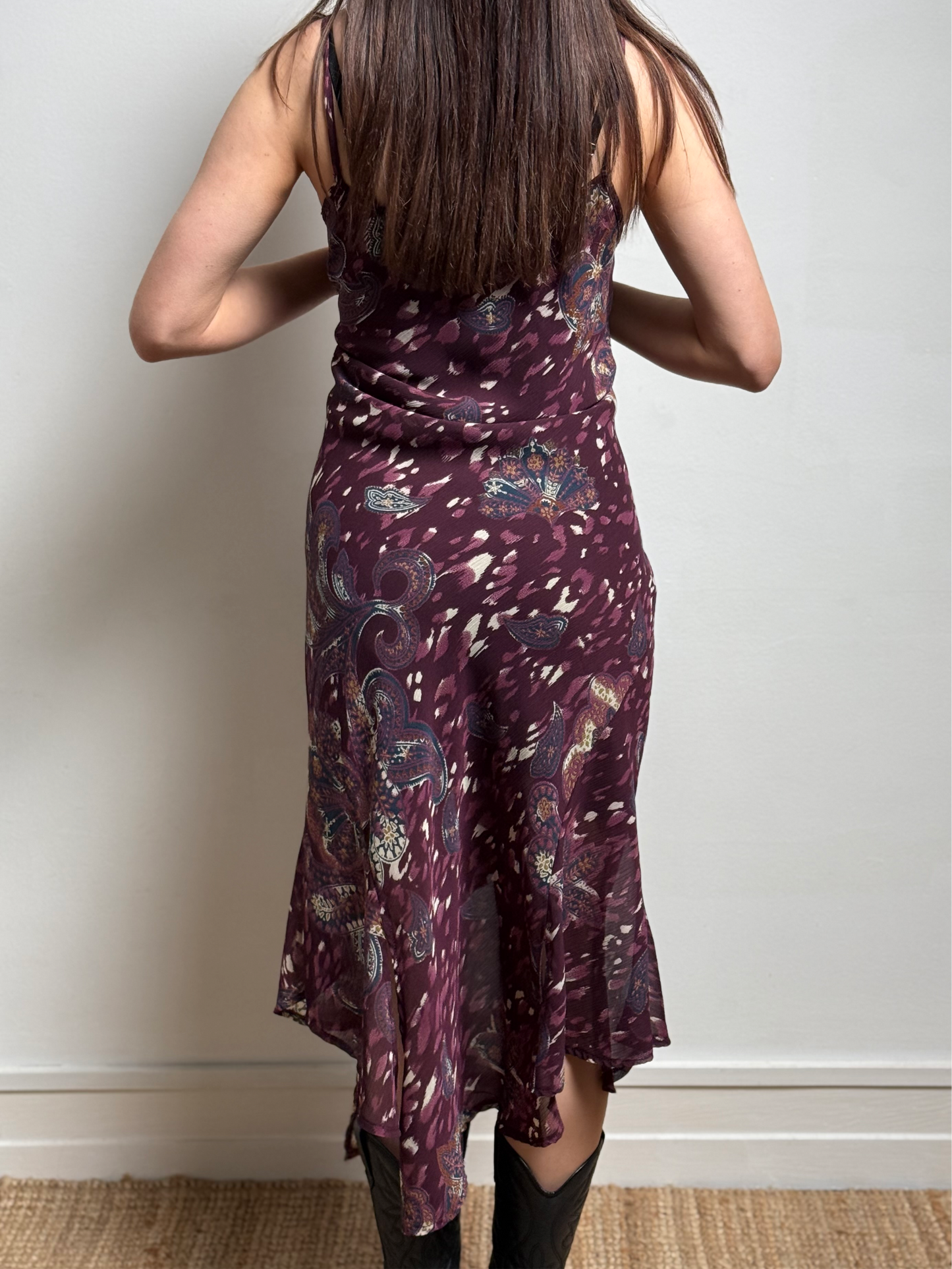 PURPLE PATTERNED MAXI DRESS