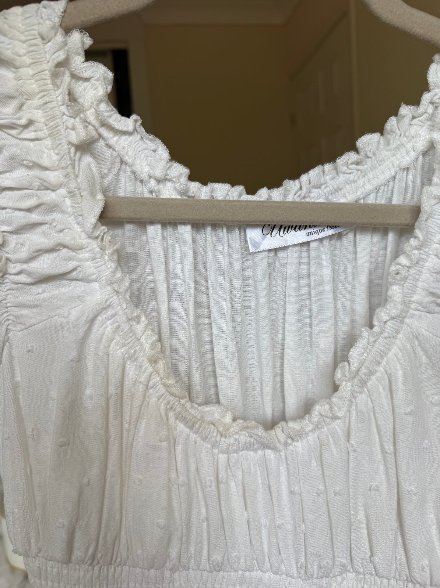 WHITE RUFFLED PLAYSUIT