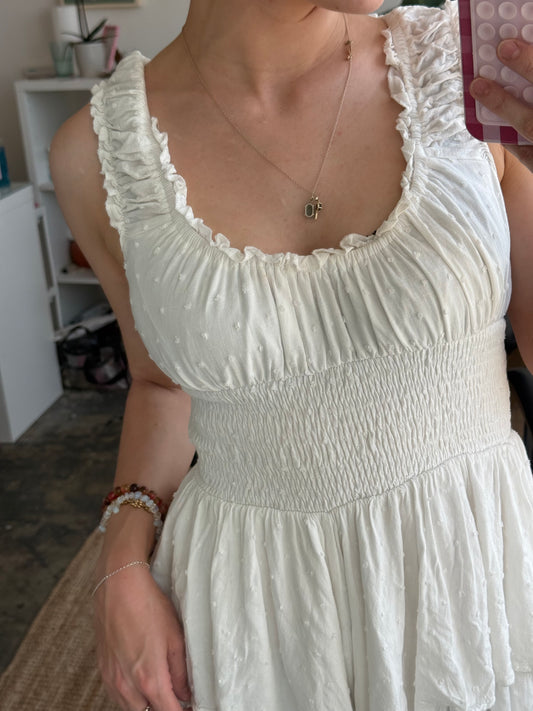 WHITE RUFFLED PLAYSUIT