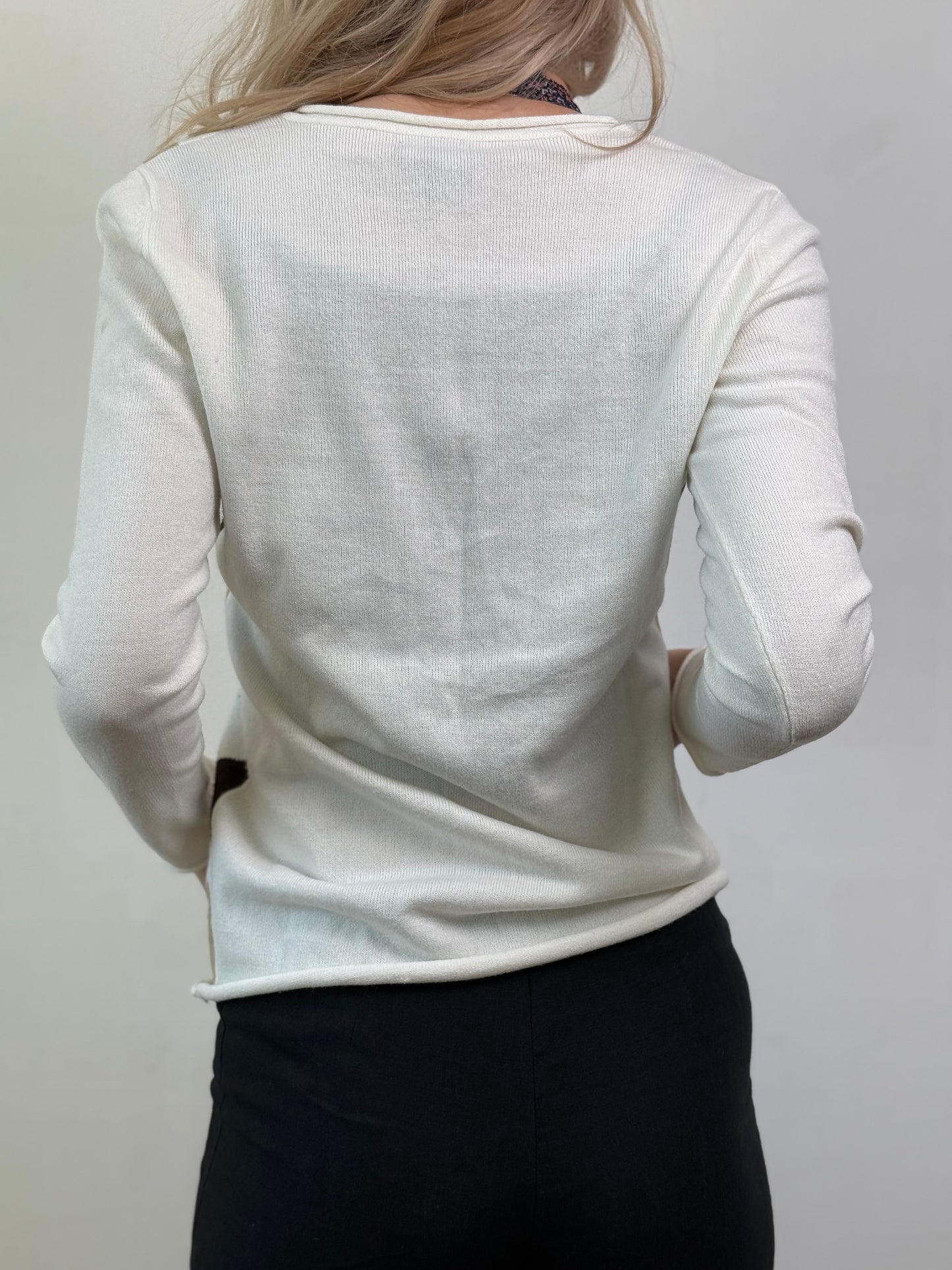 CREAM ARGYLE LIGHTWEIGHT KNIT JUMPER