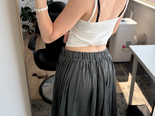 GREY ELASTICATED MAXI SKIRT