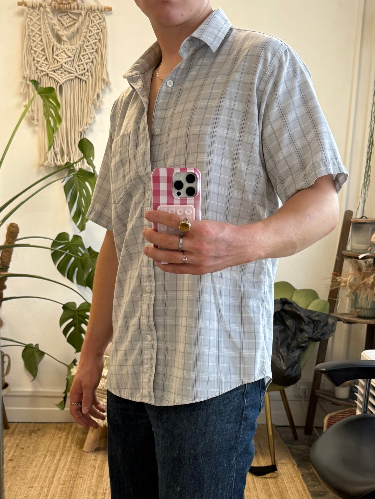 GREY CHECK LIGHTWEIGHT SHIRT