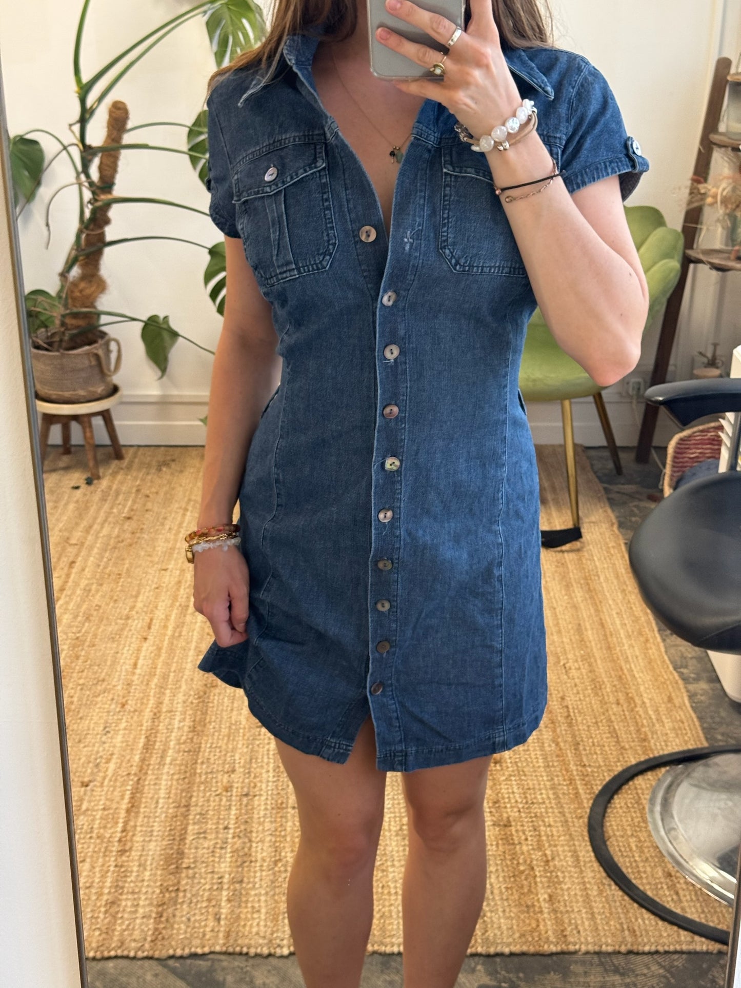 BUTTON-UP FRONT DENIM DRESS