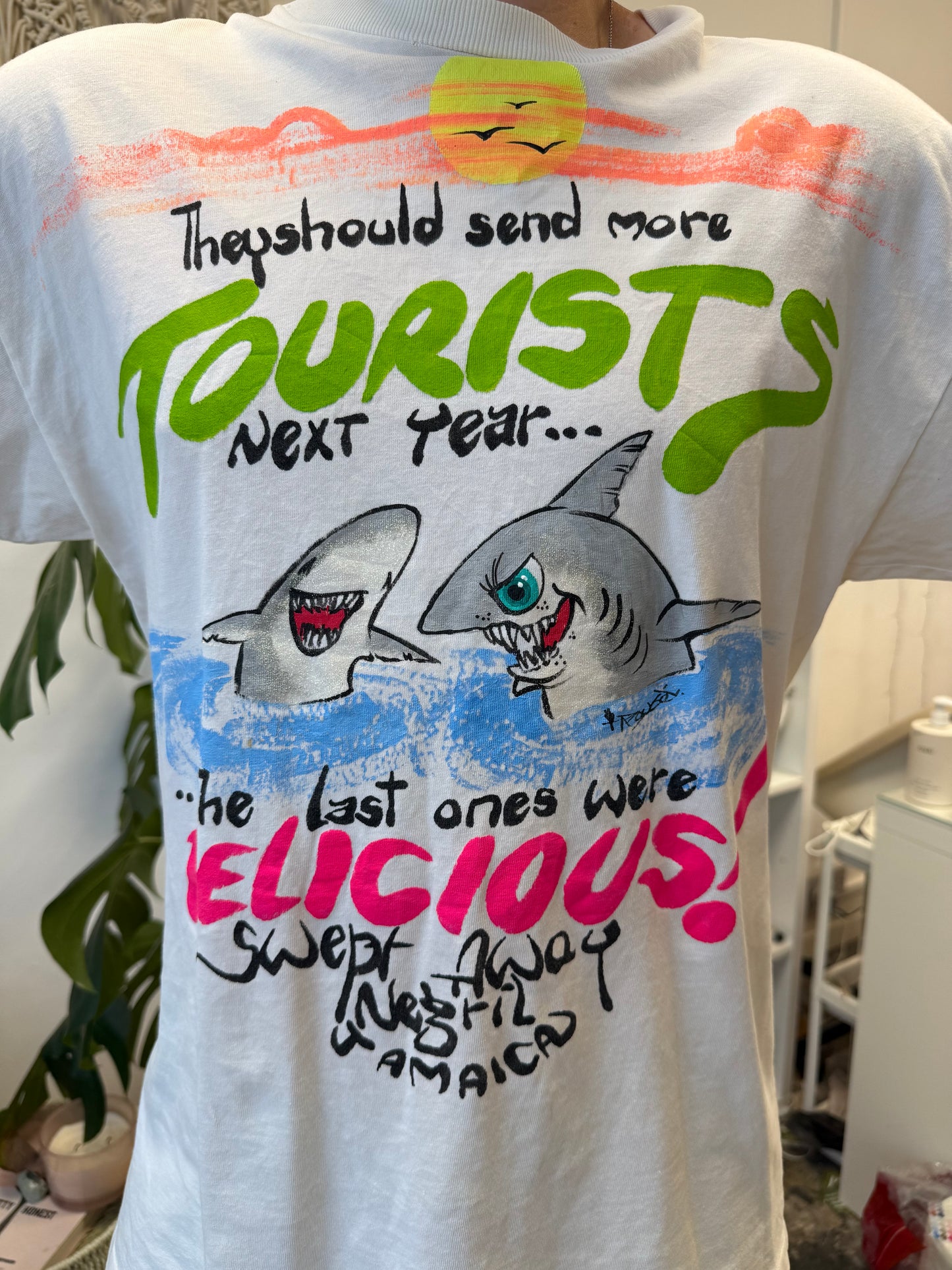 TOURISTS V SHARKS TEE