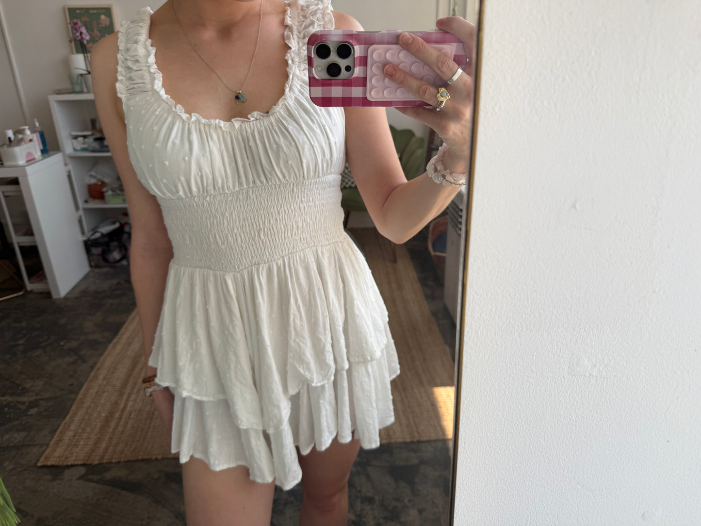 WHITE RUFFLED PLAYSUIT