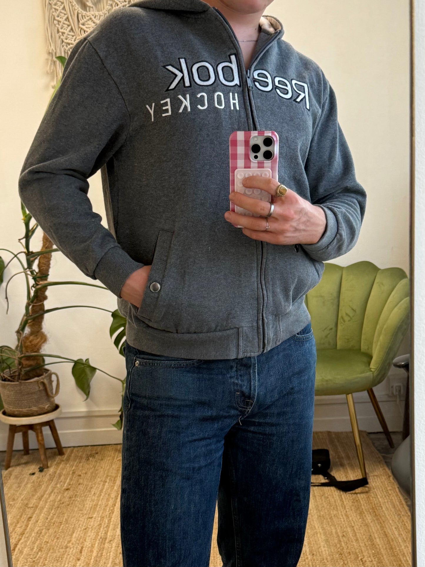 REEBOK ZIP-UP GREY SWEATSHIRT